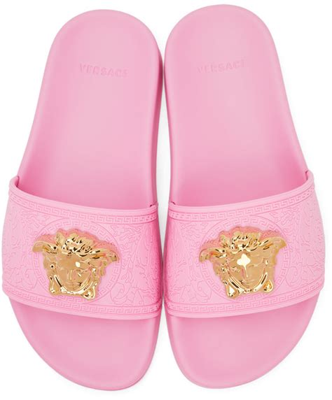 pink versace pool slides|light pink Versace slides.